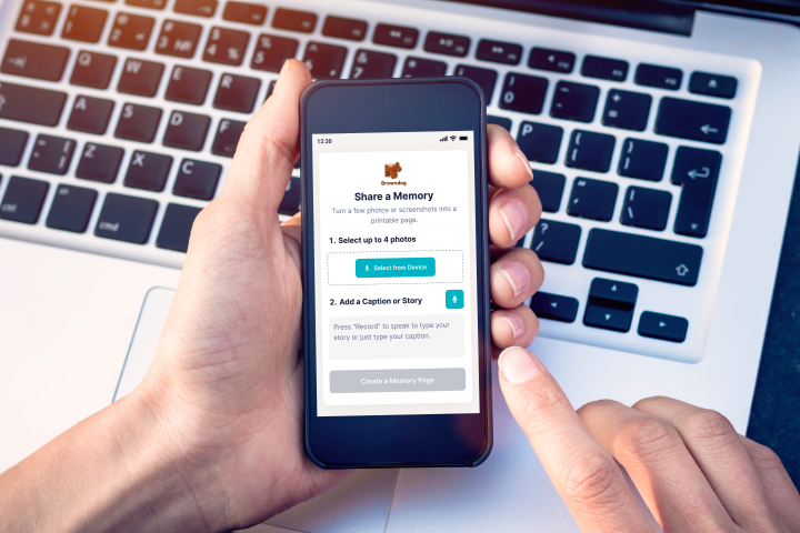 A younger and older person sharing a happy moment.